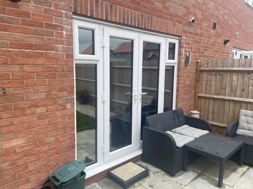 Privacy window film fully installed outside view alternate angle